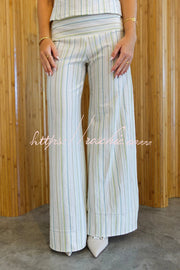 Striped Halter Two-Piece Set with Wide-Leg Pants