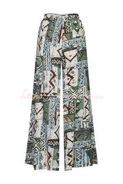 Off Shoulder Printed Top and Wide Leg Pants Set