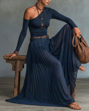 One-Shoulder Tulle Skirt Set