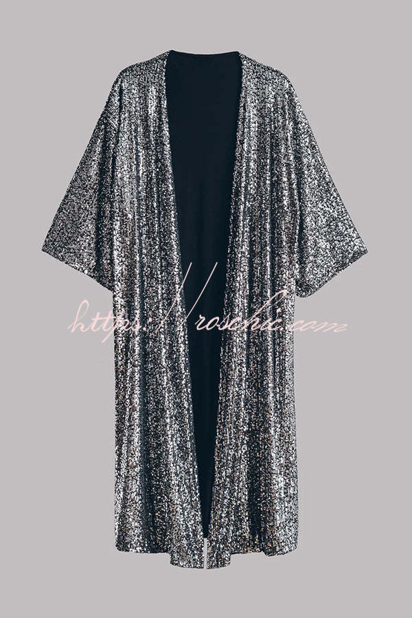 Kimono à manches cloche à sequins | Dissimulation de soirée disco
