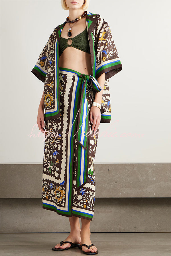 Moroccan Printed Oversized Shirt Dress Set