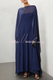 Mesh See-Through Maxi Cover-Up Shawl Cape