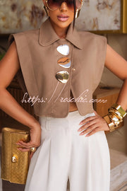 Metal Buckle Lapel Crop Tank Top | Loose Casual Fit
