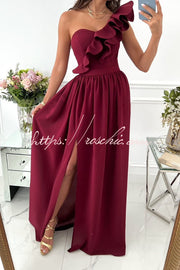 Ruffle One Shoulder Maxi Dress – Loose Fit Party Style