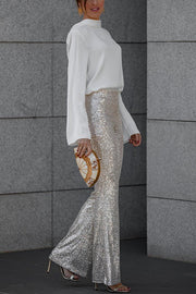 Velvet Sequin High Rise Flare Pants | Party Wear