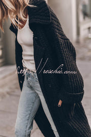 Chunky Knit Oversized Midi Cardigan with Pockets
