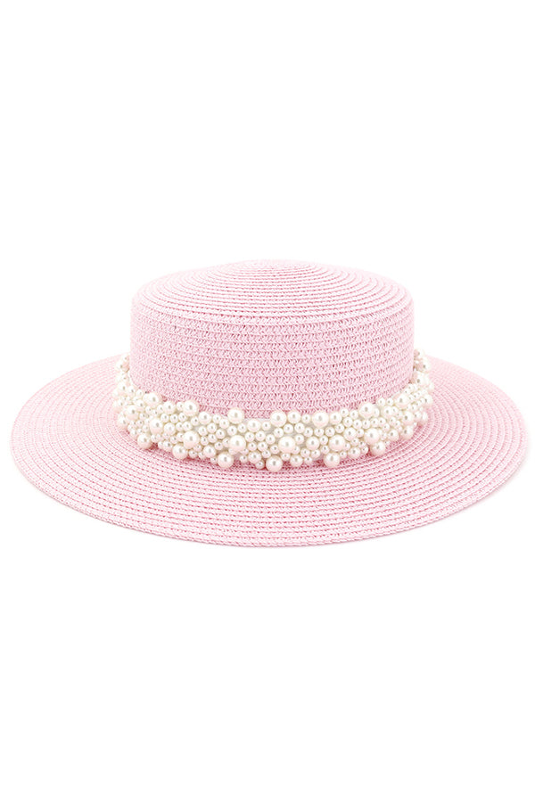 Pearl Embellished Braided Beach Sun Hat