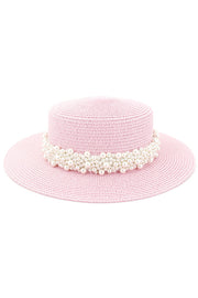 Pearl Embellished Braided Beach Sun Hat