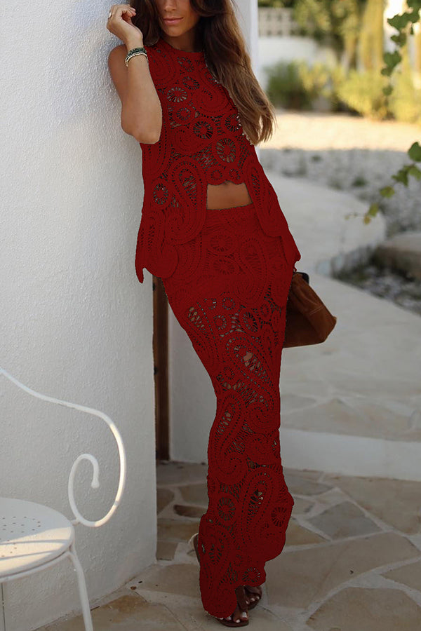 Crochet Lace Tank Top with Irregular Hem | Loose Boho Fit