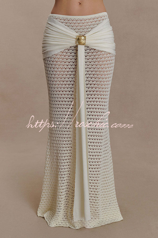 Knit Crop Top & Maxi Skirt Set with Hardware Detail