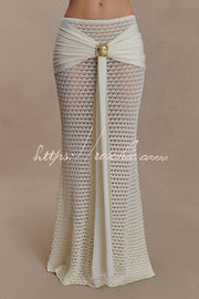 Knit Crop Top & Maxi Skirt Set with Hardware Detail