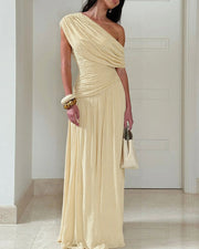 One-Shoulder Ruched Maxi Dress