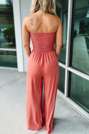 Off-Shoulder Wide-Leg Jumpsuit with Pockets – Loose Fit