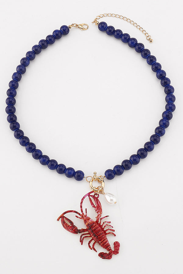 Lobster Crayfish Charm Earrings and Necklace Set