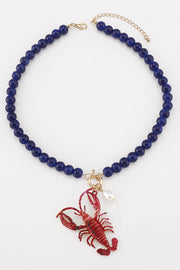 Lobster Crayfish Charm Earrings and Necklace Set