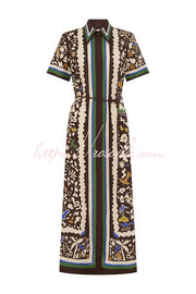 Leopard Print Linen-Style Shirt Dress – Midi Length