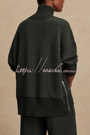 High-Neck Long Sleeve Sweatshirt and Loose Pants Lounge Set