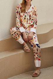 Dog Print Long Sleeve Two-Piece Lounge Set