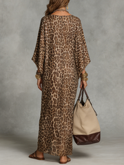Leopard Print Twist-Front Maxi Dress for Women
