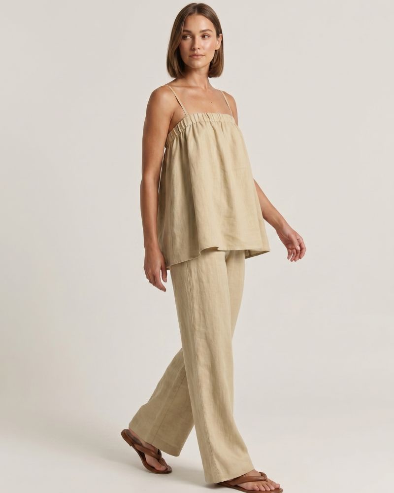 Puff Cami & Wide-Leg Pants Set