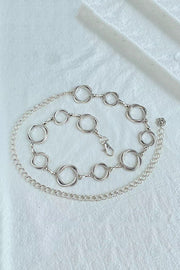 Retro Geometric Metal Waist Chain – Gold & Silver
