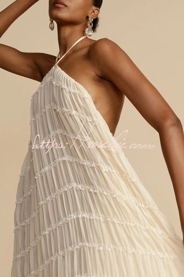 Pleated Tiered Maxi Skirt with Drawstring Waist | Vacation Wear