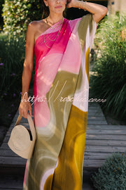 Satin Tie Dye One Shoulder Maxi Dress | Vacation Style