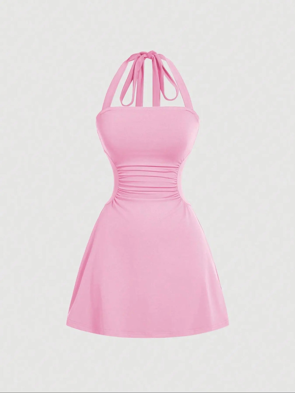Women's Ruched Halter Dress – Sleeveless A-Line Summer Dress
