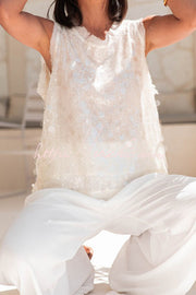 Sequin Sleeveless Vest Top | Loose Fit Round Neck