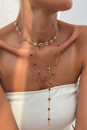 Diamond Cross Multi-Layer Necklace – Elegant Stacked Look