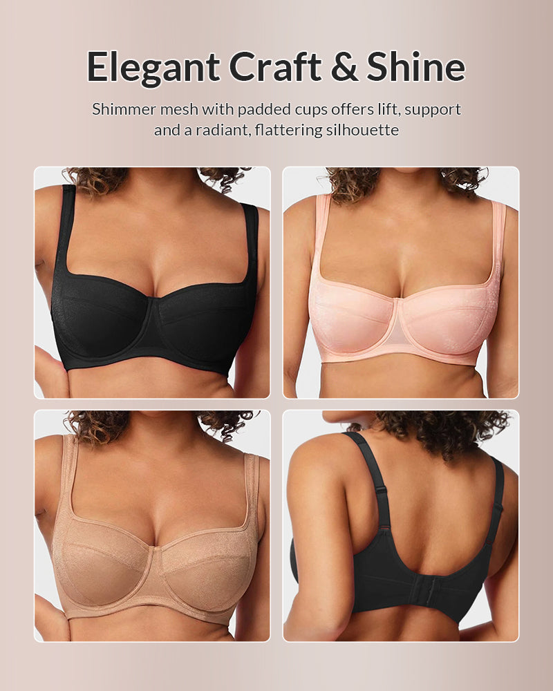 Plus Size Unlined Balconette Bra with Underwire Support