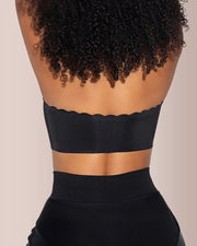 Strapless Front-Closure Bandeau Bra with Clear Straps