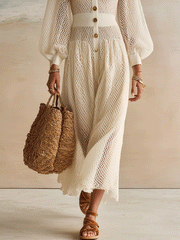 Open-Knit Ivory White Maxi Dress | Resort Beach Cover-Up
