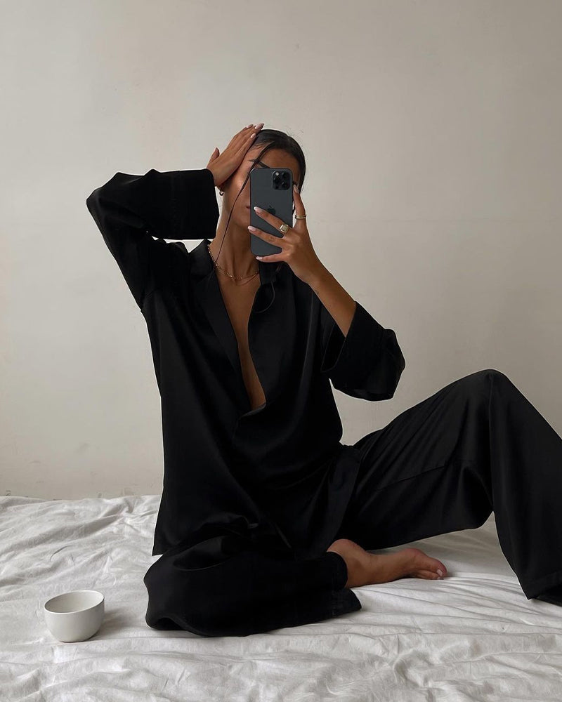 Faux Ice Silk Pajama Set