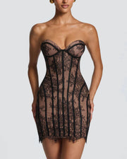Lace Strapless Bodycon Mini Dress