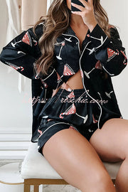 Ensemble pyjama short imprimé de Noël avec poches