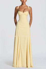 Chiffon Sweetheart Neck Maxi Dress with Lace-Up Back