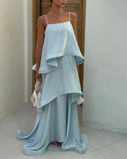 Three-Layer Ruffle Maxi Dress
