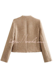 Veste en tweed avec poche boutonnée en métal – Longueur à la taille