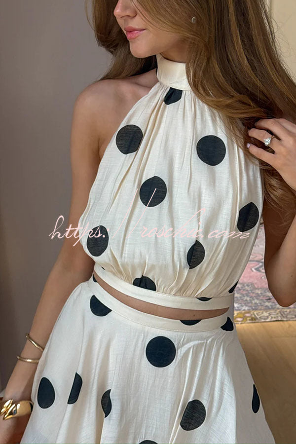 Polka Dot High Neck Sleeveless Top – Loose Fit
