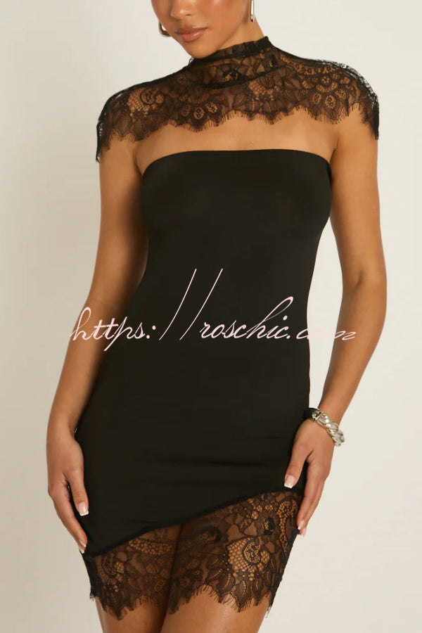 Lace Strapless Slim-Fit Mini Dress for Parties