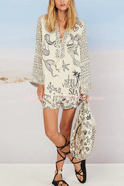 Satin Letter Print Shirt & Shorts Set | Loose Vacation Two-Piece