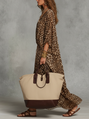 Leopard Print Twist-Front Maxi Dress for Women