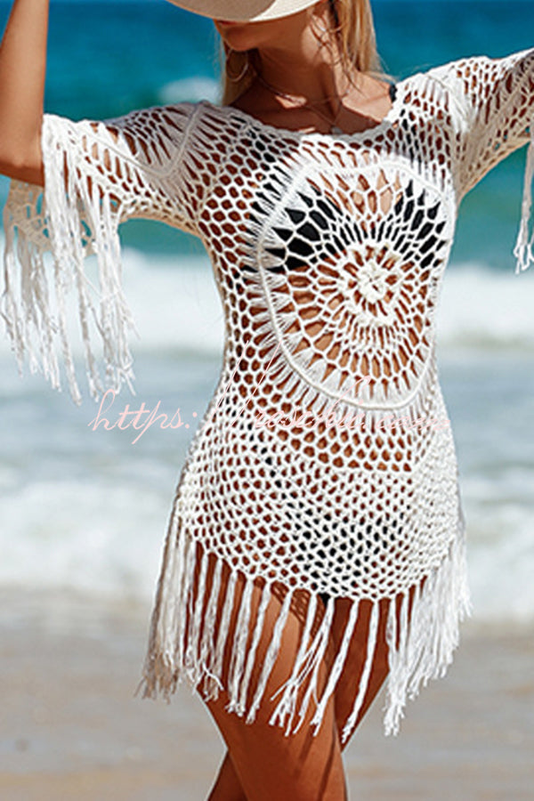 Knit Cutout Cover Up | Crew Neck Beach Cover-Up