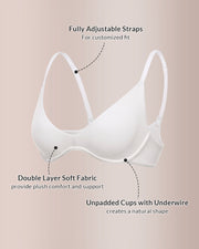 Unlined Underwire Demi Balconette Bra – Deep Plunge Support