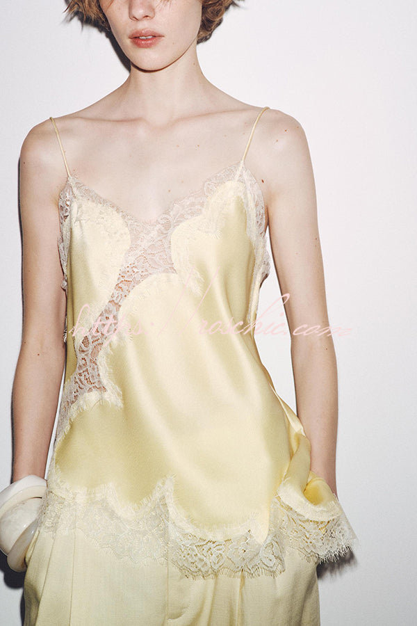 Lace Backless Camisole Top | Spaghetti Strap Vacation Top