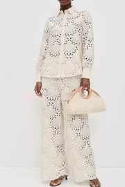Embroidered Lace Long Sleeve Loose Blouse