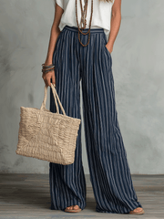 Bohemian Stripe Wide-Leg Pants Set | Relaxed Fit