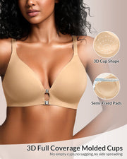 Curvvvy® Seamless Front-Closure Wire-Free Racerback Bra