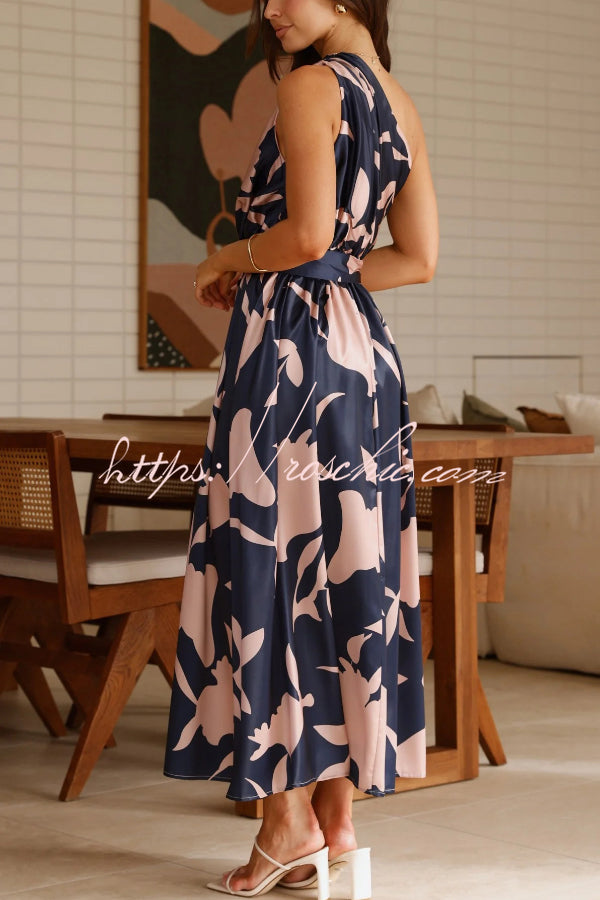 Printed One-Shoulder Maxi Dress – Vacation Casual Style